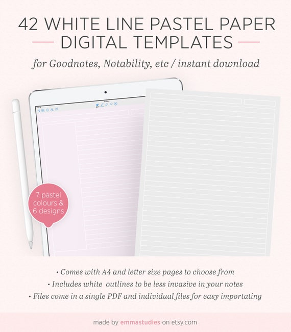 Digital Note Taking Pastel Paper Template Goodnotes Etsy