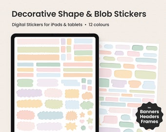 Digital Stickers | Pastel Shapes, Journal, Scrapbook | GoodNotes Sticker Sheets | iPad Tablet Sticker Book | Planner Widgets & PNGs