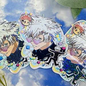g0j0 sat0rU Deco Sticker (KawaiixHawaii)| Holographic Sticker | Water Resistant/Waterproof Vinyl | Anime Sticker