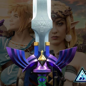 Réplica metálica a tamaño real de la Espada Maestra V3 de Zelda, Breath of the Wild, Twilight Princess, Ocarina of Time, Tears of the Kingdom, TOTK, BOTW