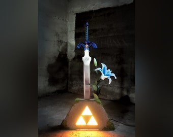 Legend of Zelda Light-Up Triforce Display Pedestal of Time, Master Sword NOT INCLUDED, Ocarina of Time, BOTW, Bluetooth Enabled