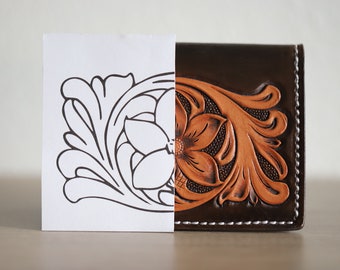 Card Holder Artwork Template for Leather Tooling- DIY Leather Craft PDF Printout
