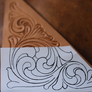 Design de canto Scrollwork para trabalhadores iniciantes em couro - PDF digital, vetorizado e impressão para download