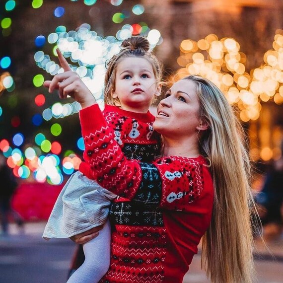 mum and son matching christmas jumpers