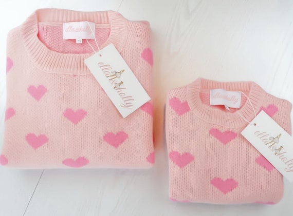 ellaandholly Mother's Day Girls Jumper, Cosy Pink Jumper, Girls Top, Pink Jumper, Pink Heart Jumper