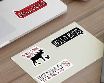 Crowley Hello Boys Quote supernatural Sticker Sheet, Winchester brothers, supernatural gift, Sam and Dean, King of hell, SPN, SPN Family