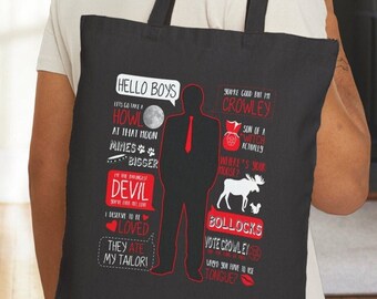 Crowley Hello Boys Quote supernatural Canvas Tote Bag, Winchester brothers, supernatural gift, Sam and Dean, King of hell, SPN, SPN Family