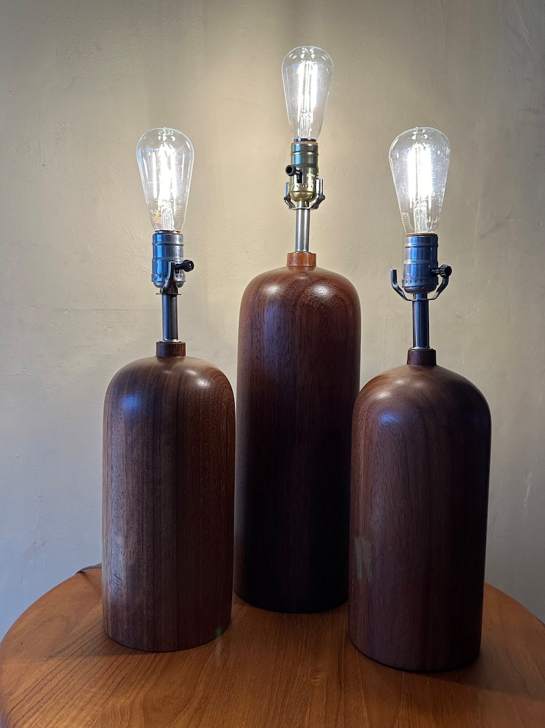 Danish AFRORMOSIA Table Lamps, Set of three image 2