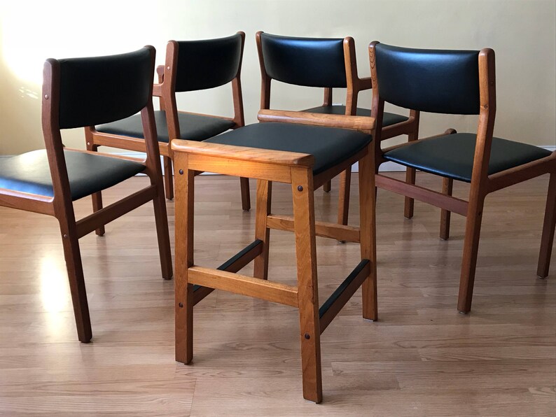 Set of two armchairs, J.L. Møller Dining chairs, Mid Century Danish Modern teak dining chairs image 4