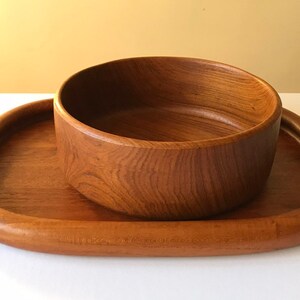 Set of Four Danish DANSK teak serving tray, serving bowls and peppermill & Salt shaker image 5