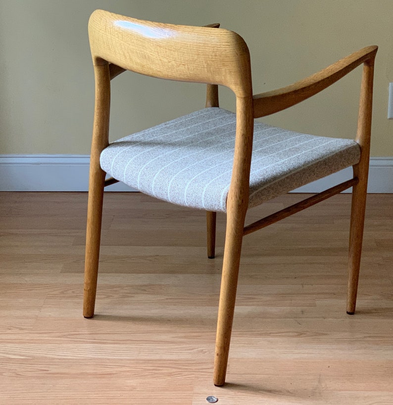 Niels Moller model 56 dining chair in aged oak and Woolfabric, desk chair, bedroom chair image 3