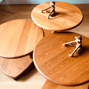 Niels Bach model 53 Danish solid teak cluster tables coffee tables side tables set of three on casters. image 4