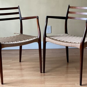 ONE PAIR Møller Model 62 Armchairs, Designed by Niels Otto Møller, by J.L. Møllers Møbelfabrik, in rosewood Danish Paper Cord image 9