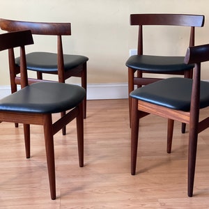 Set of Four Frem Rojle Chairs in Afrormosia and new Upholstery in black leather image 4