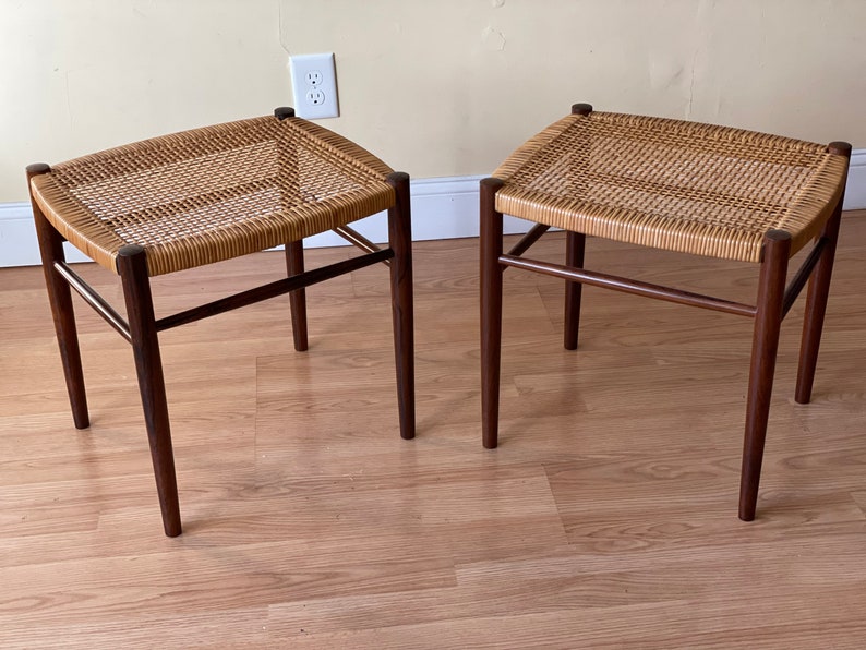 Soborg Mobler benches side tables in rosewood and rattan image 2