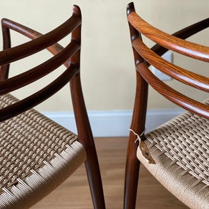 ONE PAIR Møller Model 62 Armchairs, Designed by Niels Otto Møller, by J.L. Møllers Møbelfabrik, in rosewood Danish Paper Cord image 6