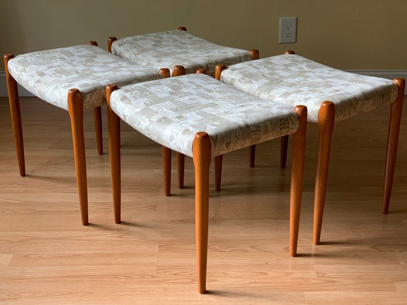 FOUR Stool/Ottoman Moller Model 80a by Niels Otto Møller for J.L. Moller, set of four image 2