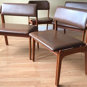 Three Pieces Erik Buch Teak & Leather wide, modular, Dining Benches, by OD Mobler image 6