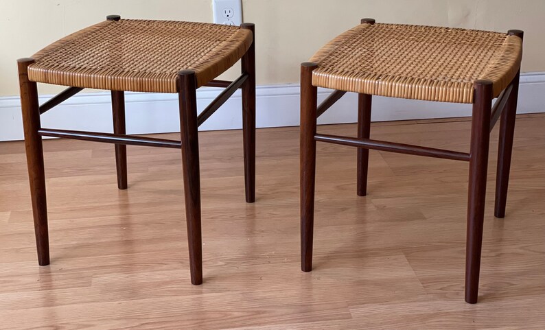 Soborg Mobler benches side tables in rosewood and rattan image 4