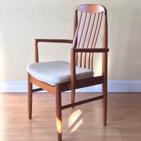 One Danish Teak Highback Dining Chair With Arms One Danish Teak Highback Dining Chair, Chair With One Arm