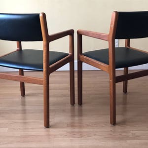 Set of two armchairs, J.L. Møller Dining chairs, Mid Century Danish Modern teak dining chairs image 2