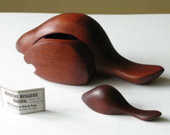 Deborah D Bump Wood Sculpture Mother and Baby Beavers