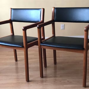 Set of two armchairs, J.L. Møller Dining chairs, Mid Century Danish Modern teak dining chairs image 3