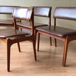 Three Pieces Erik Buch Teak & Leather wide, modular, Dining Benches, by OD Mobler Bild 8