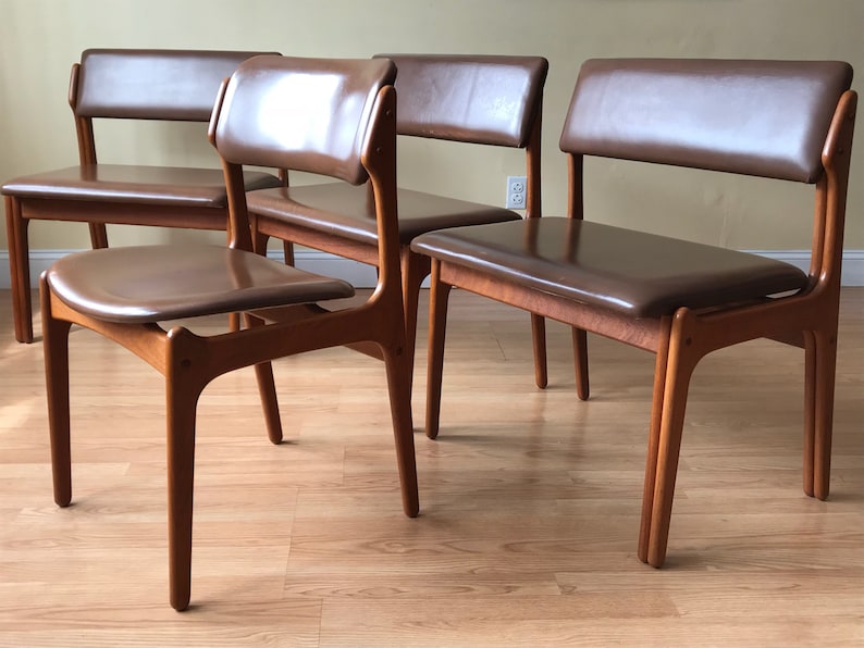Three Pieces Erik Buch Teak & Leather wide, modular, Dining Benches, by OD Mobler image 8