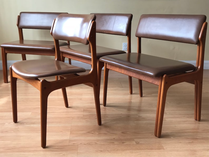 Three Pieces Erik Buch Teak & Leather wide, modular, Dining Benches, by OD Mobler Bild 8