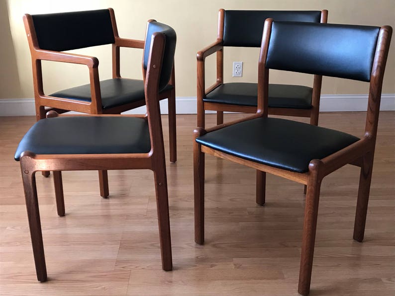 Set of two armchairs, J.L. Møller Dining chairs, Mid Century Danish Modern teak dining chairs image 5