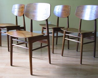Set of FOUR Oak & Teak Danish Dining Chairs