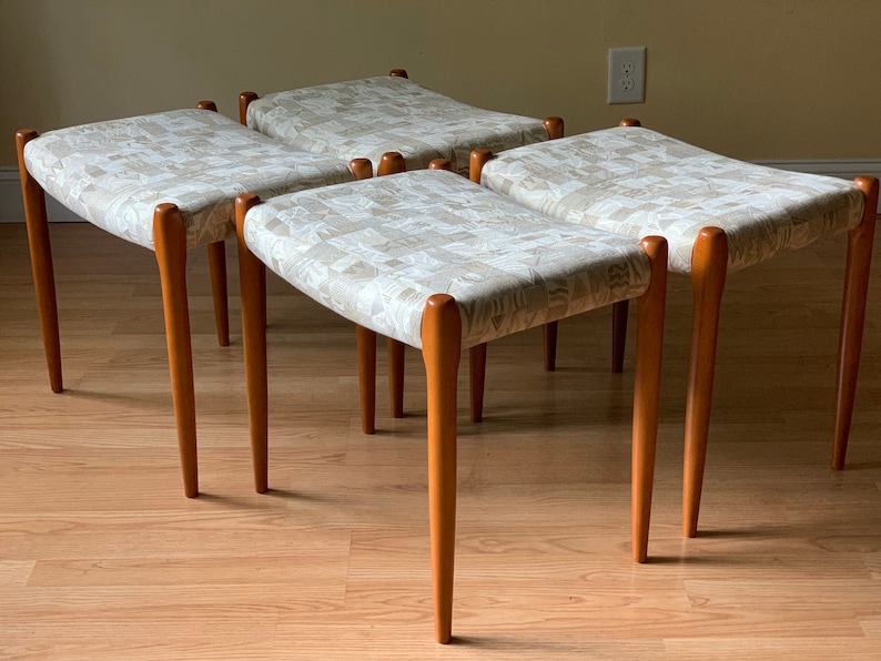 FOUR Stool/Ottoman Moller Model 80a by Niels Otto Møller for J.L. Moller, set of four image 1