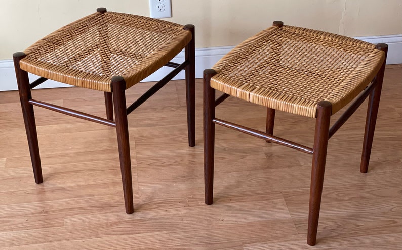 Soborg Mobler benches side tables in rosewood and rattan image 1