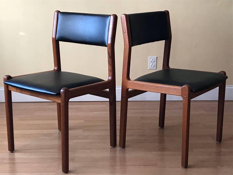 Set of two armchairs, J.L. Møller Dining chairs, Mid Century Danish Modern teak dining chairs image 6