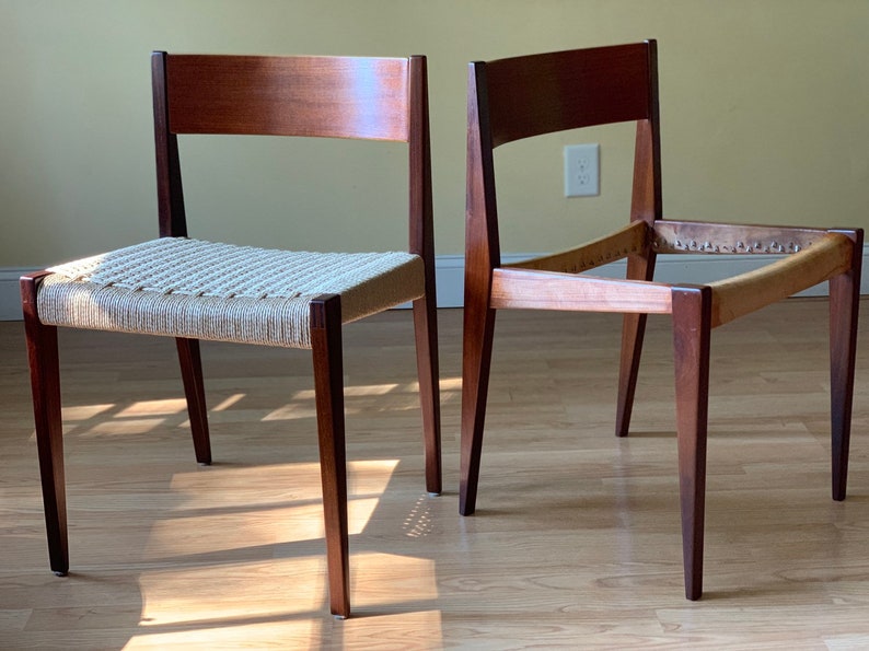 in Teak and new Danish Paper Cord. side chair, desk chair, bedroom chair 2 Poul Cadovius Teak Pia Chairs