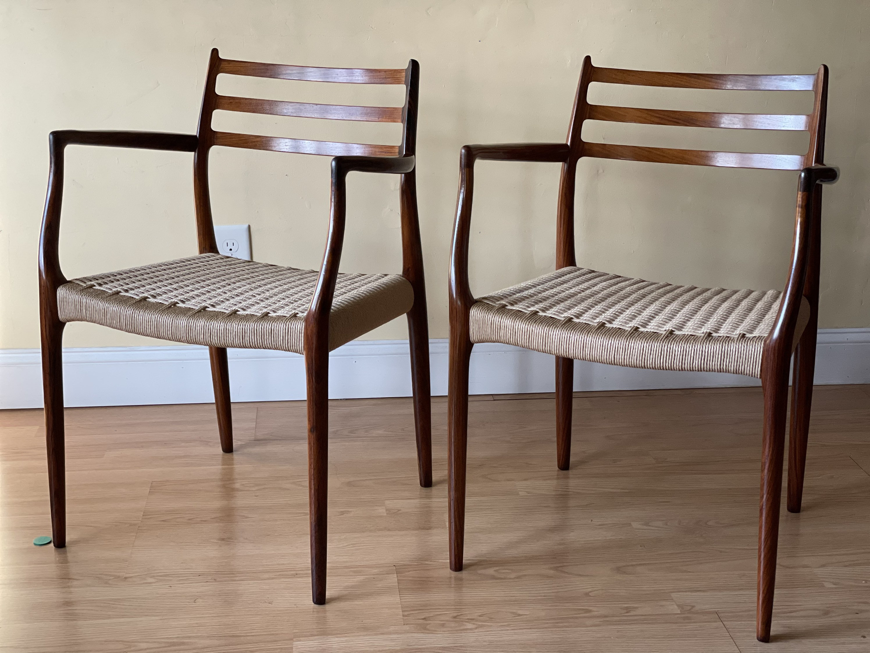 Møller Model #62 Armchairs in Rosewood & Paper Cord