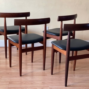Set of Four Frem Rojle Chairs in Afrormosia and new Upholstery in black leather image 8