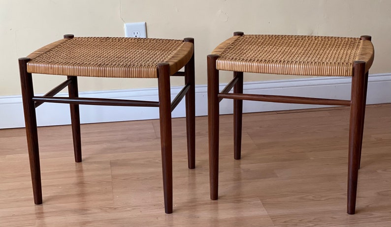 Soborg Mobler benches side tables in rosewood and rattan image 3