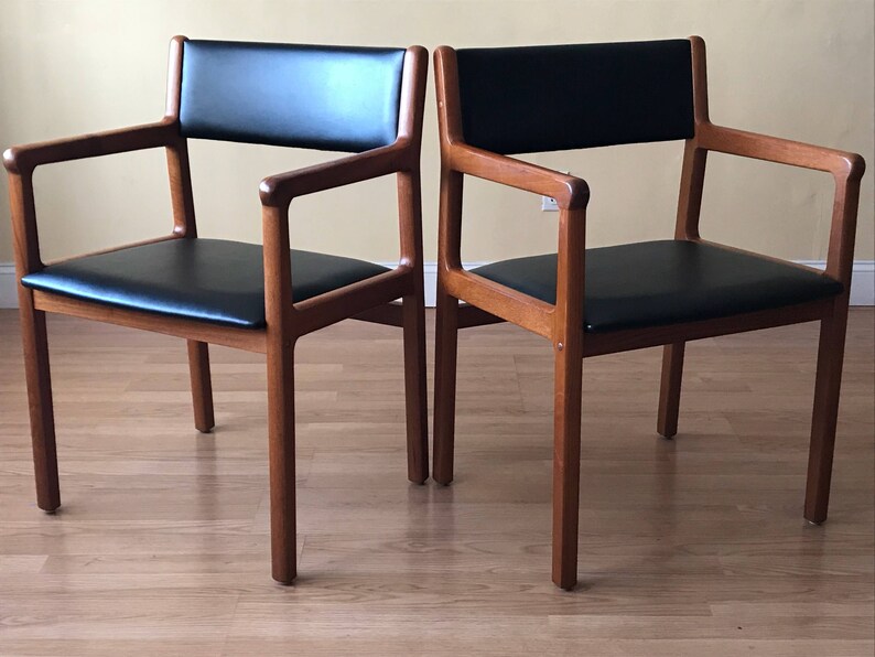 Set of two armchairs, J.L. Møller Dining chairs, Mid Century Danish Modern teak dining chairs image 1