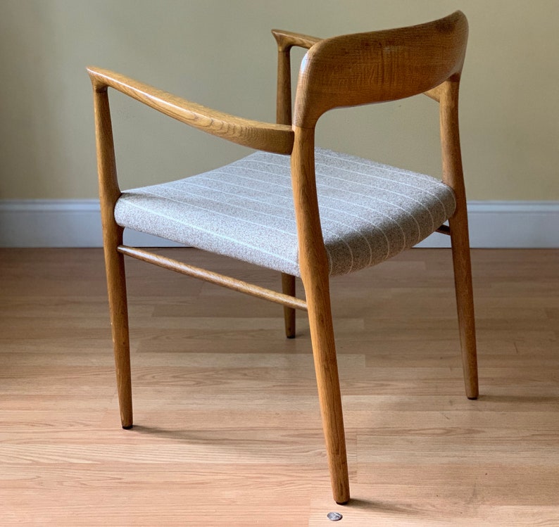 Niels Moller model 56 dining chair in aged oak and Woolfabric, desk chair, bedroom chair image 4