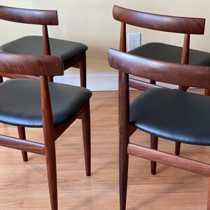 Set of Four Frem Rojle Chairs in Afrormosia and new Upholstery in black leather image 9