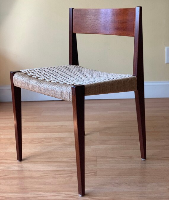 2 Poul Cadovius Teak Pia Chairs in Teak and New Danish Paper