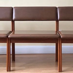 Three Pieces Erik Buch Teak & Leather wide, modular, Dining Benches, by OD Mobler image 2