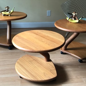 Niels Bach model 53 Danish solid teak cluster tables coffee tables side tables set of three on casters. image 7