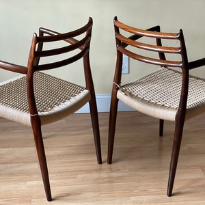 ONE PAIR Møller Model 62 Armchairs, Designed by Niels Otto Møller, by J.L. Møllers Møbelfabrik, in rosewood Danish Paper Cord image 3