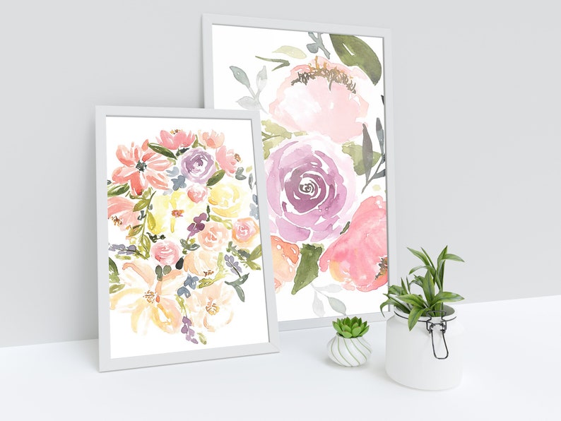 8x10 Large Floral Bouquet Watercolor Print - Etsy