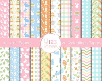 Easter Digital Paper Pack: Pastel Scrapbook Patterns (12x12, JPEG)