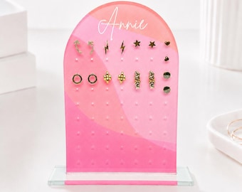 Personalized Earring Holder, Custom Jewelry Organizer, Acrylic Earring Display Stand, Gift for Her, Bridesmaid Gift, Vanity Decor