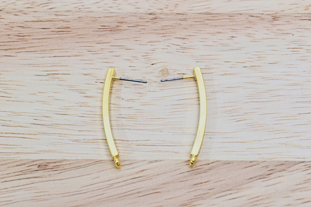 Curved Bar Earring Post EA38G 2pcs Square Bar 16K Gold Etsy